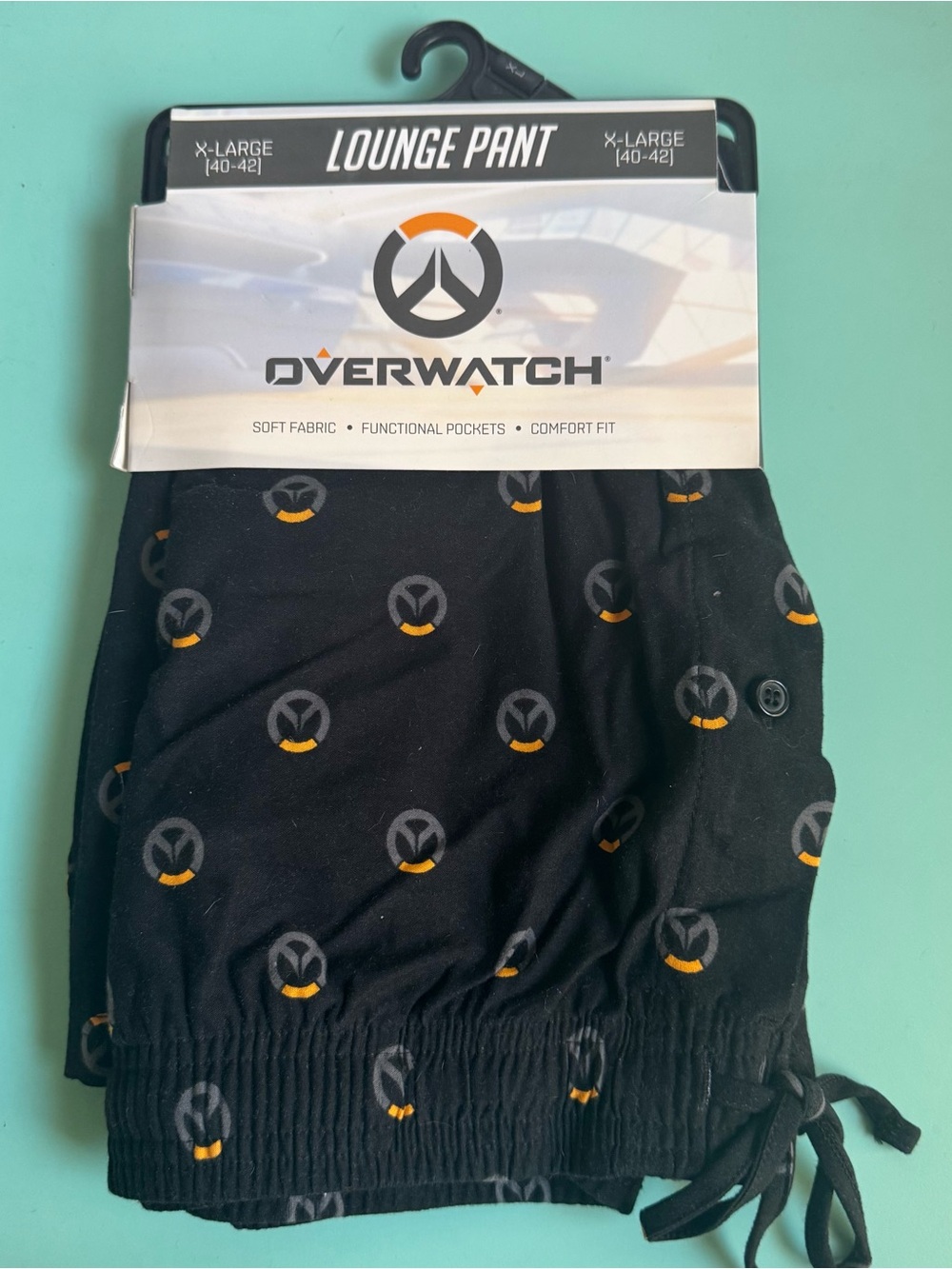 Overwatch Black Lounge Pants with Logo Print Size XL Adult New